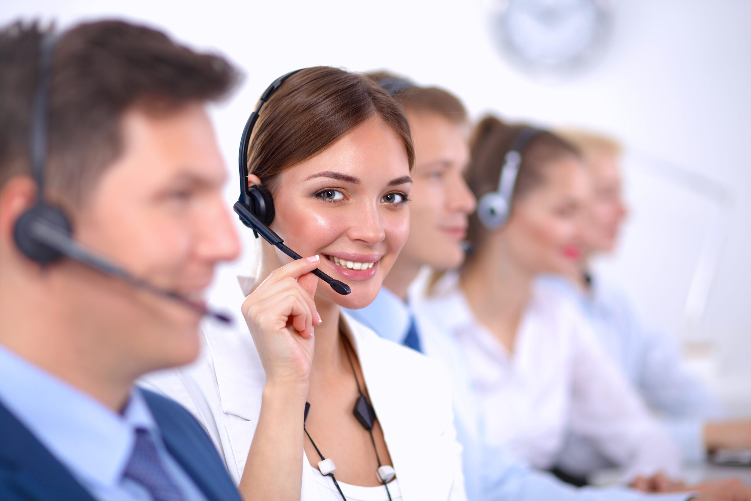 Attractive,Smiling,Positive,Young,Businesspeople,And,Colleagues,In,A,Call