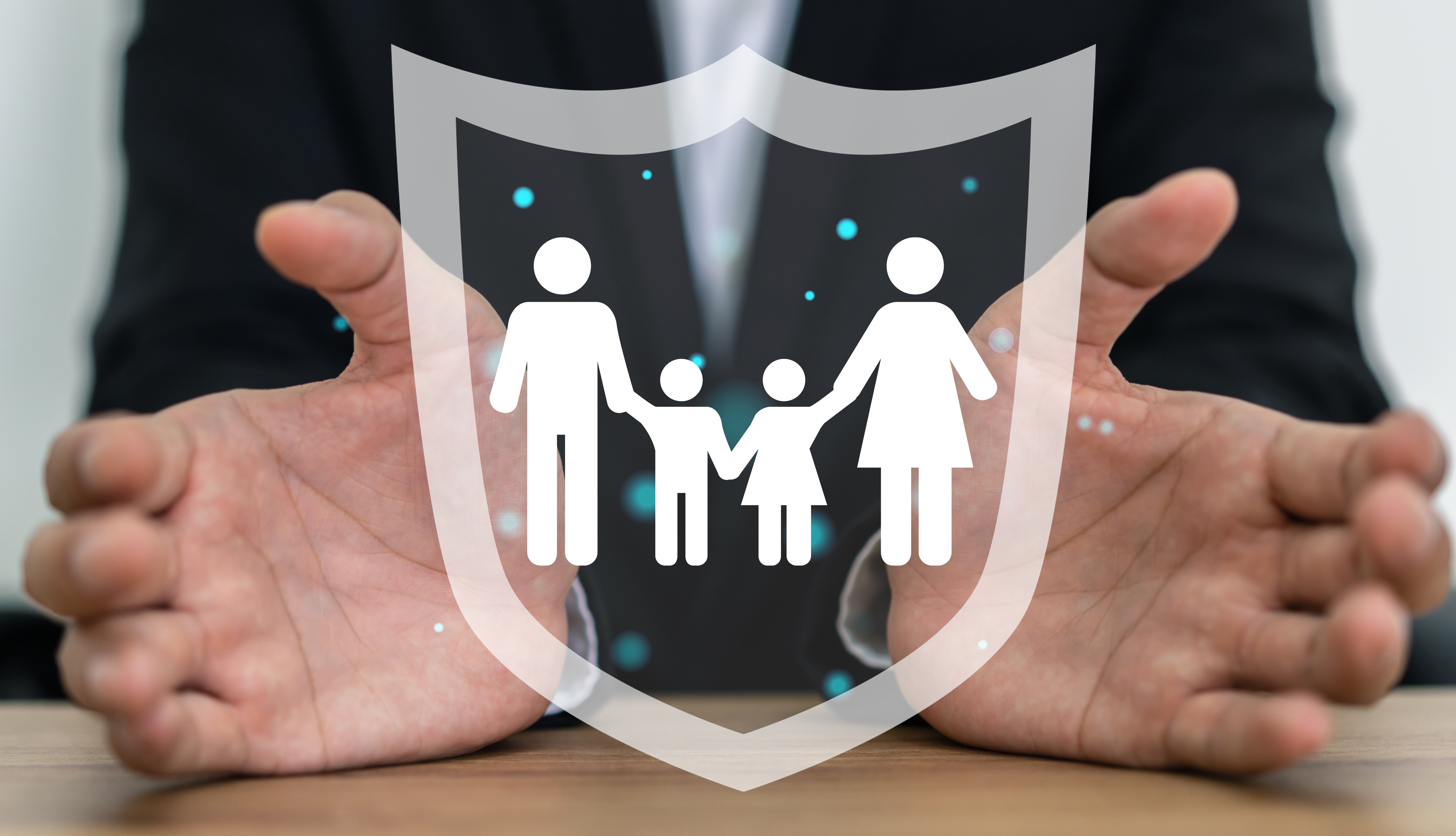 Human,Hand,With,Family,Love,Care,And,Holding,Shield,Guard